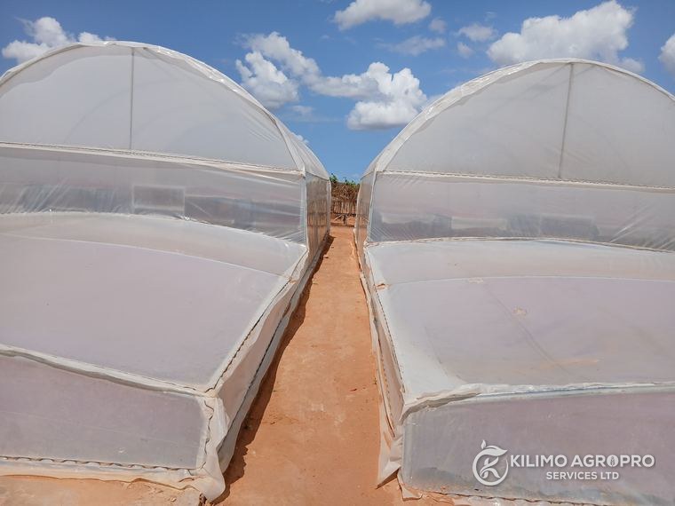Greenhouse structures completed on a client farm